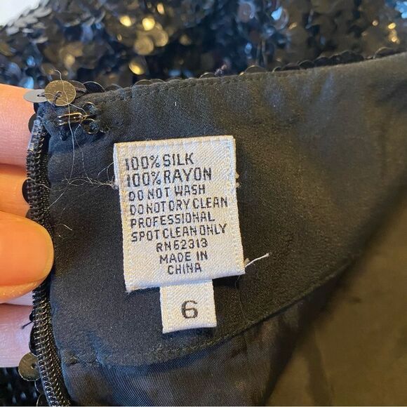 Vintage black all over sequin 100% silk mini skirt NYE - 6 - Picture 7 of 10